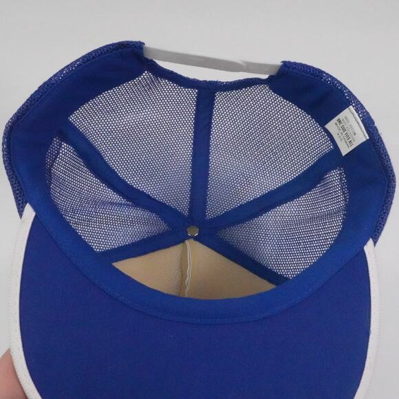 Vintage Three Stripe Hat Cap Snapback Blue Trucker Lowenbrau Beer Patch Logo - Picture 5 of 9